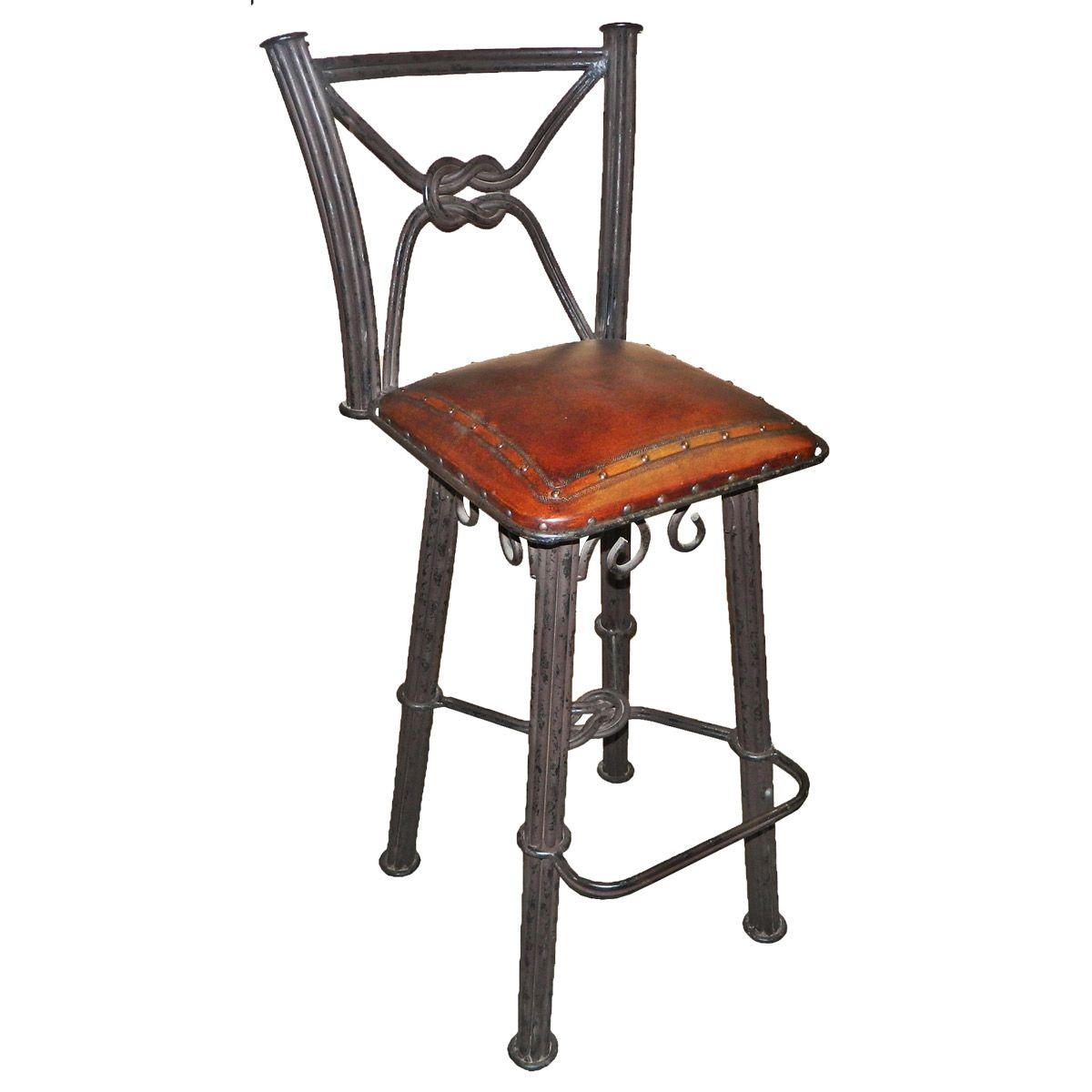 Western Iron Bar Stool with Cushion (Set of 2)