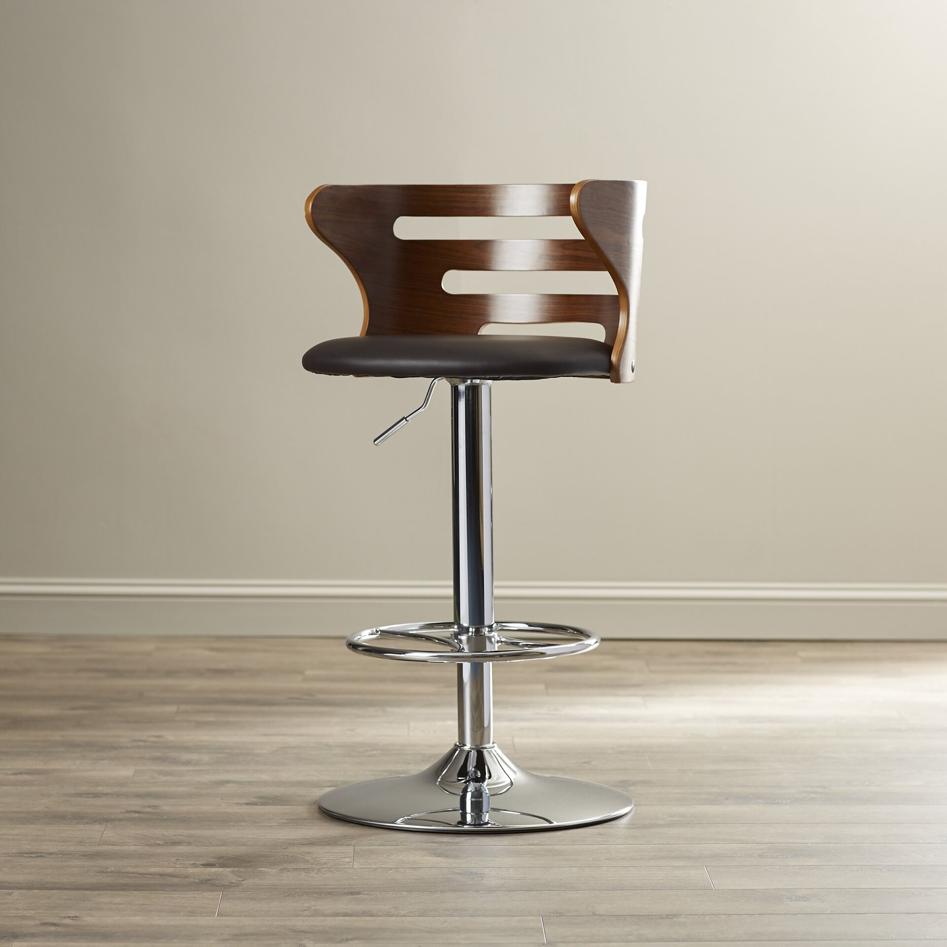 Zegna Adjustable Height Swivel Bar Stool with Cushion