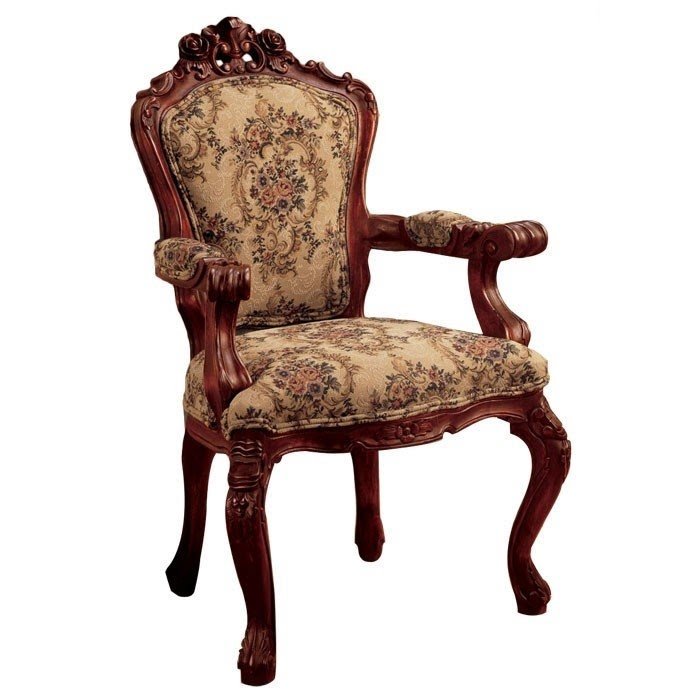 Carved Rocaille Fabric Arm Chair