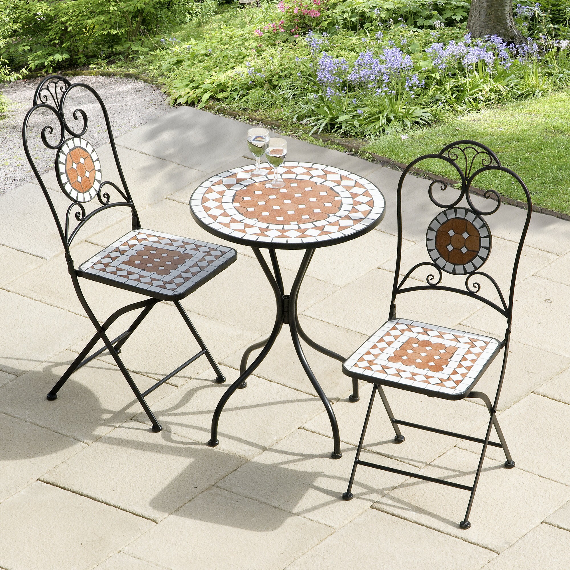 Diamond Mosaic 3 Piece Bistro Set