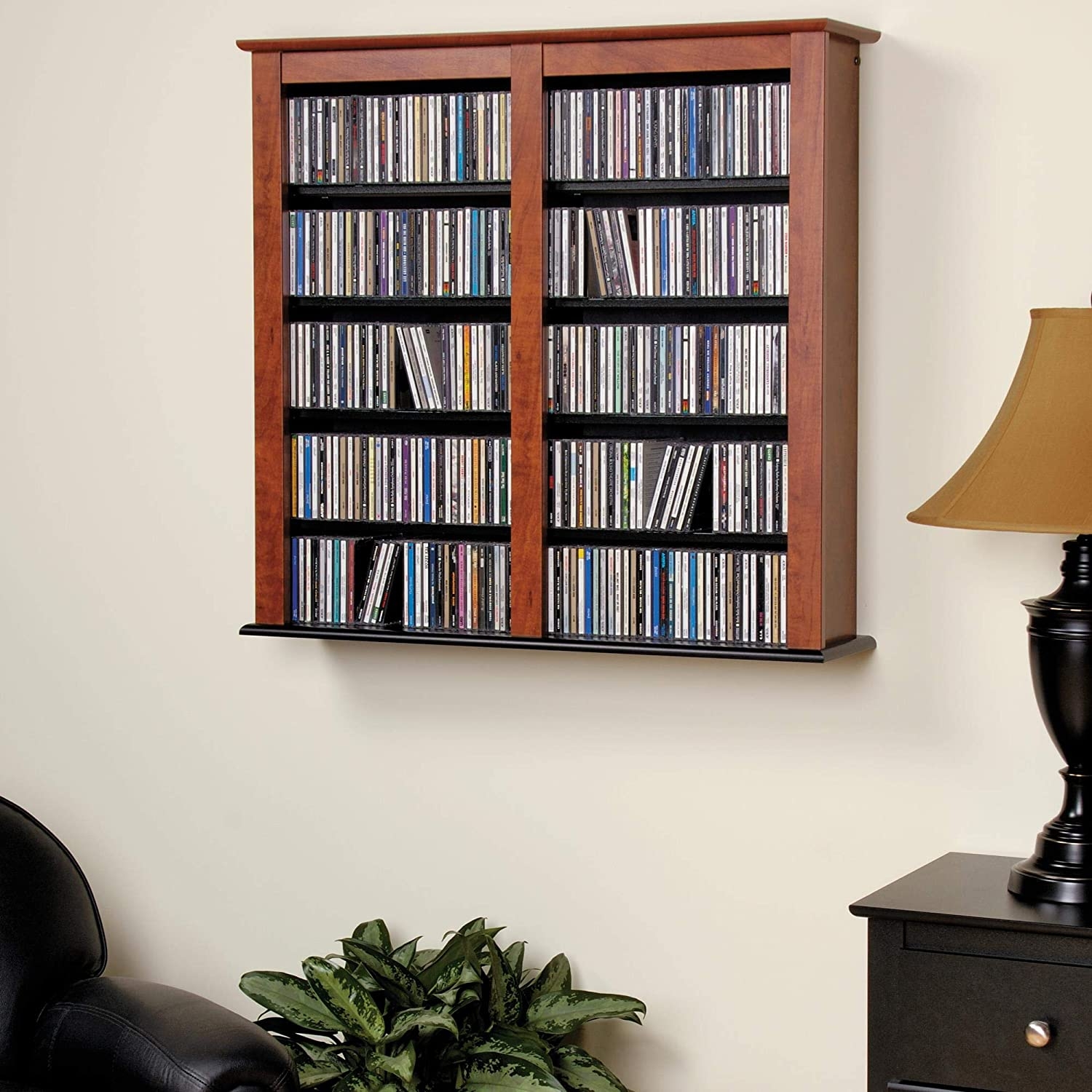 Floating Wall Mounted Double Multimedia Storage Rack