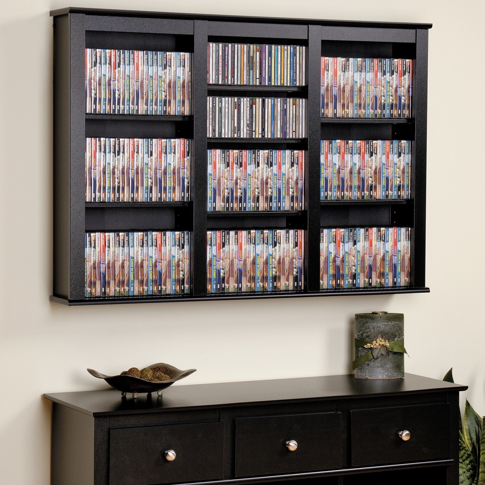 Floating Wall Mounted Triple Multimedia Storage Rack