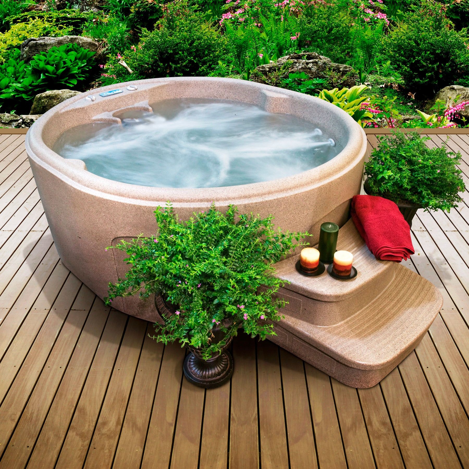 4-Person 12-Jet Rock Solid Luna Plug and Play Spa