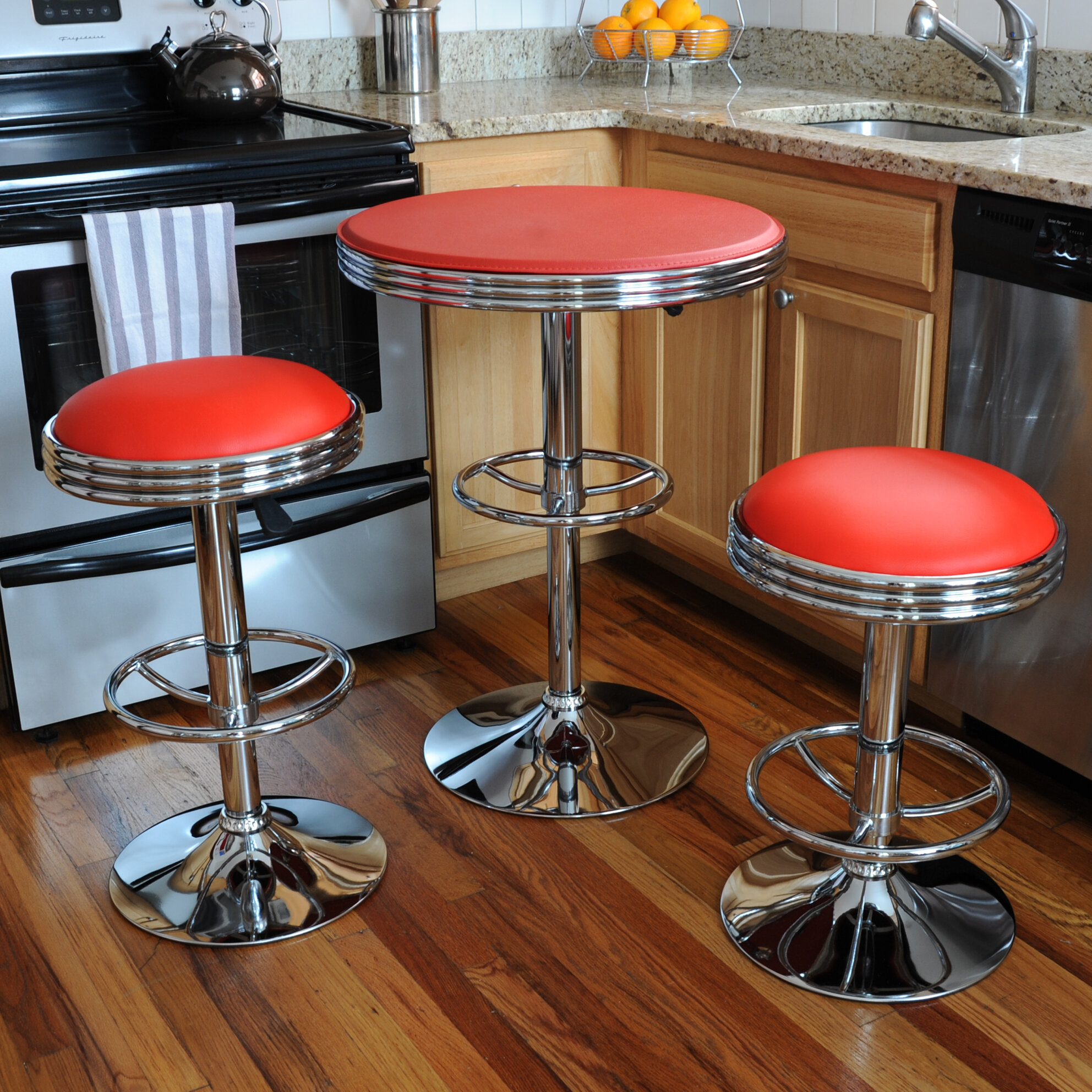 AmeriHome Retro Sode Shop 3 Piece Pub Table Set