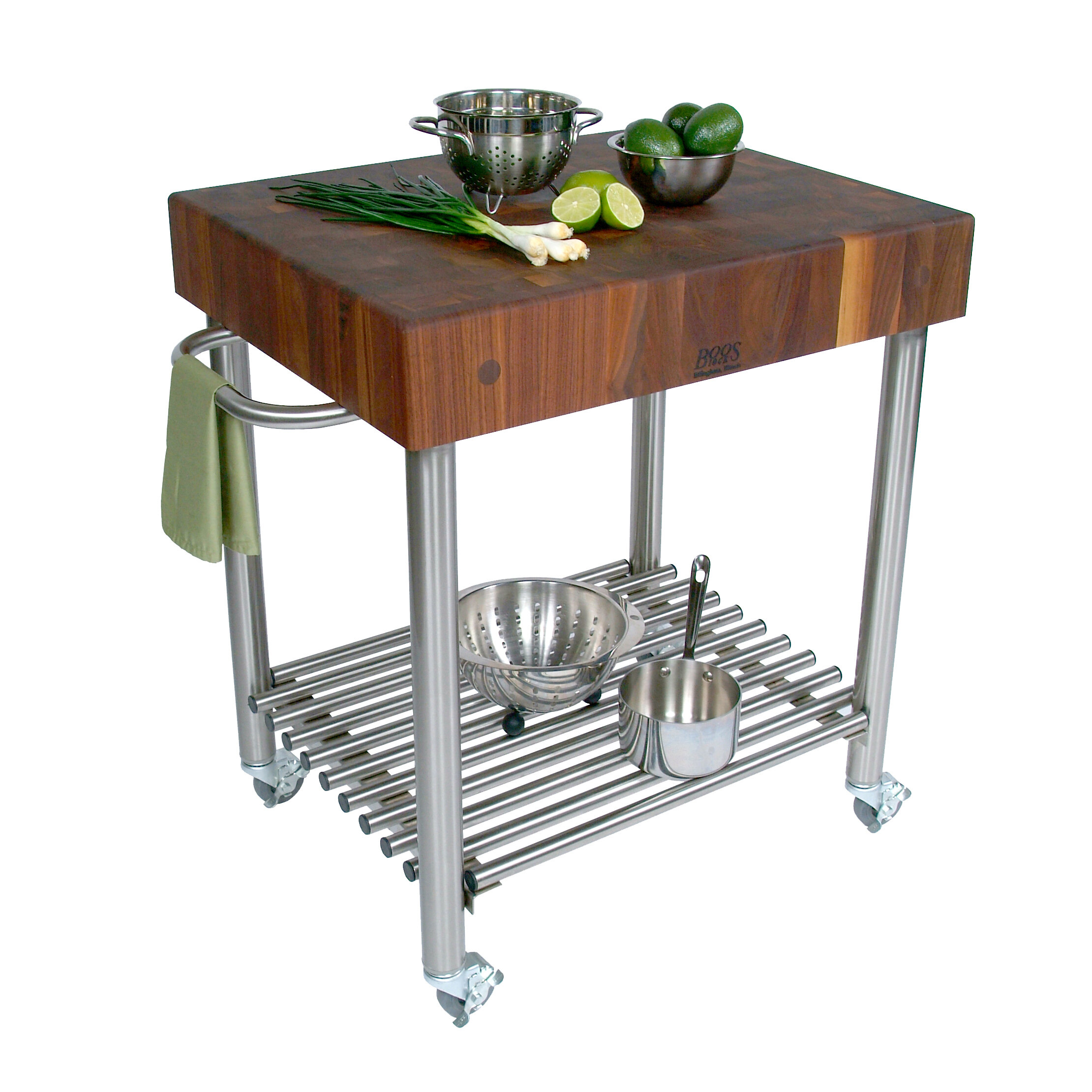 Cucina Americana Kitchen Cart with Butcher Block Top