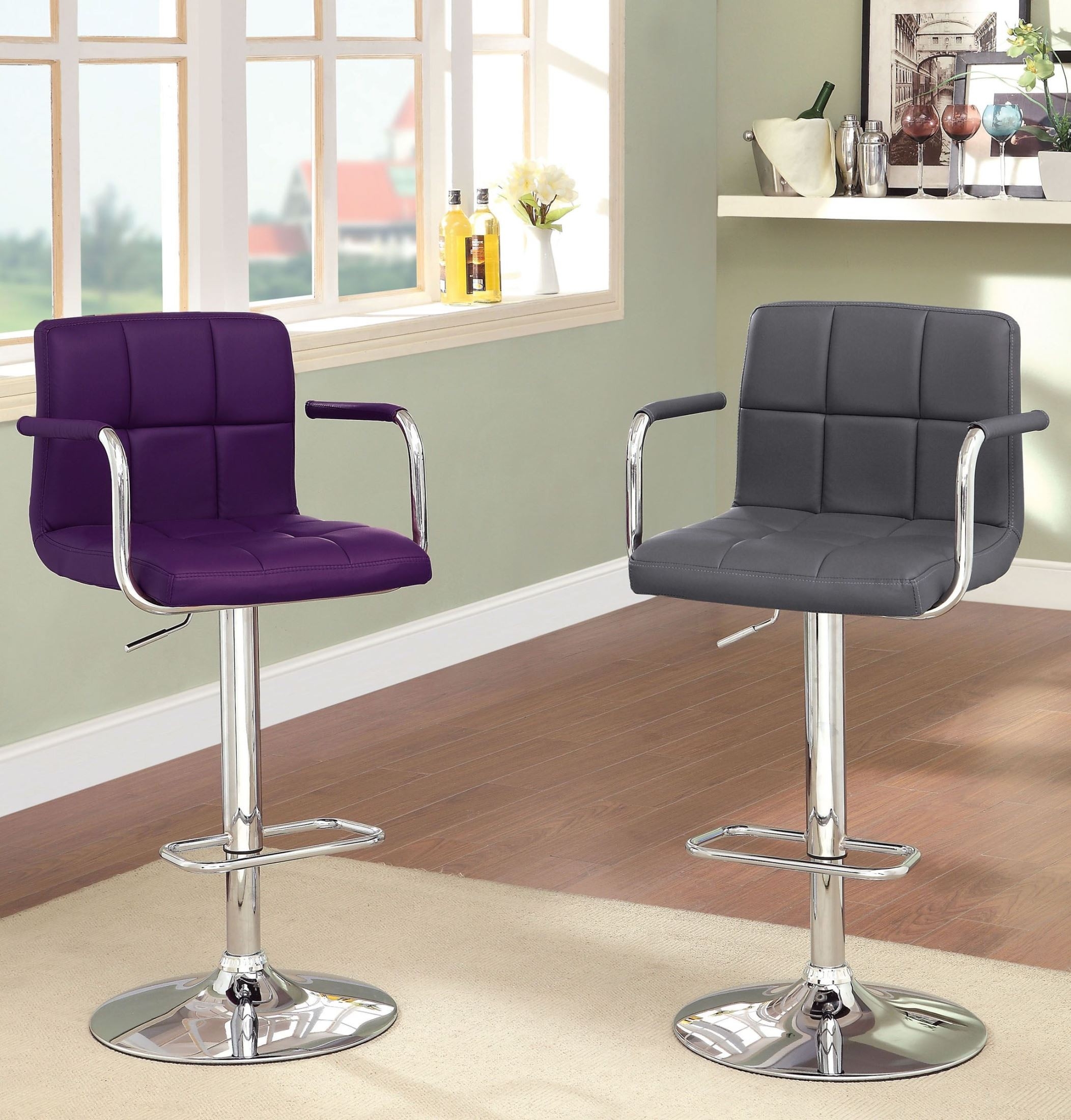 Goldmember Adjustable Height Swivel Bar Stool with Cushion