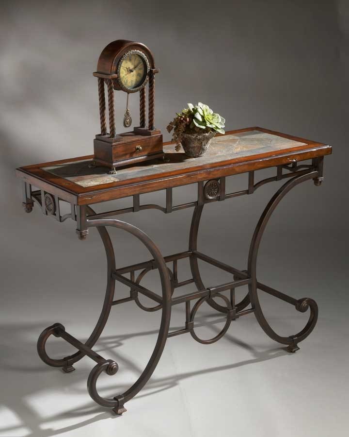 Metalworks console table with ceramic tile top jpg