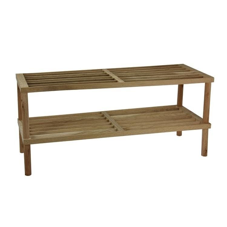2 Tier Oak Shoe Rack