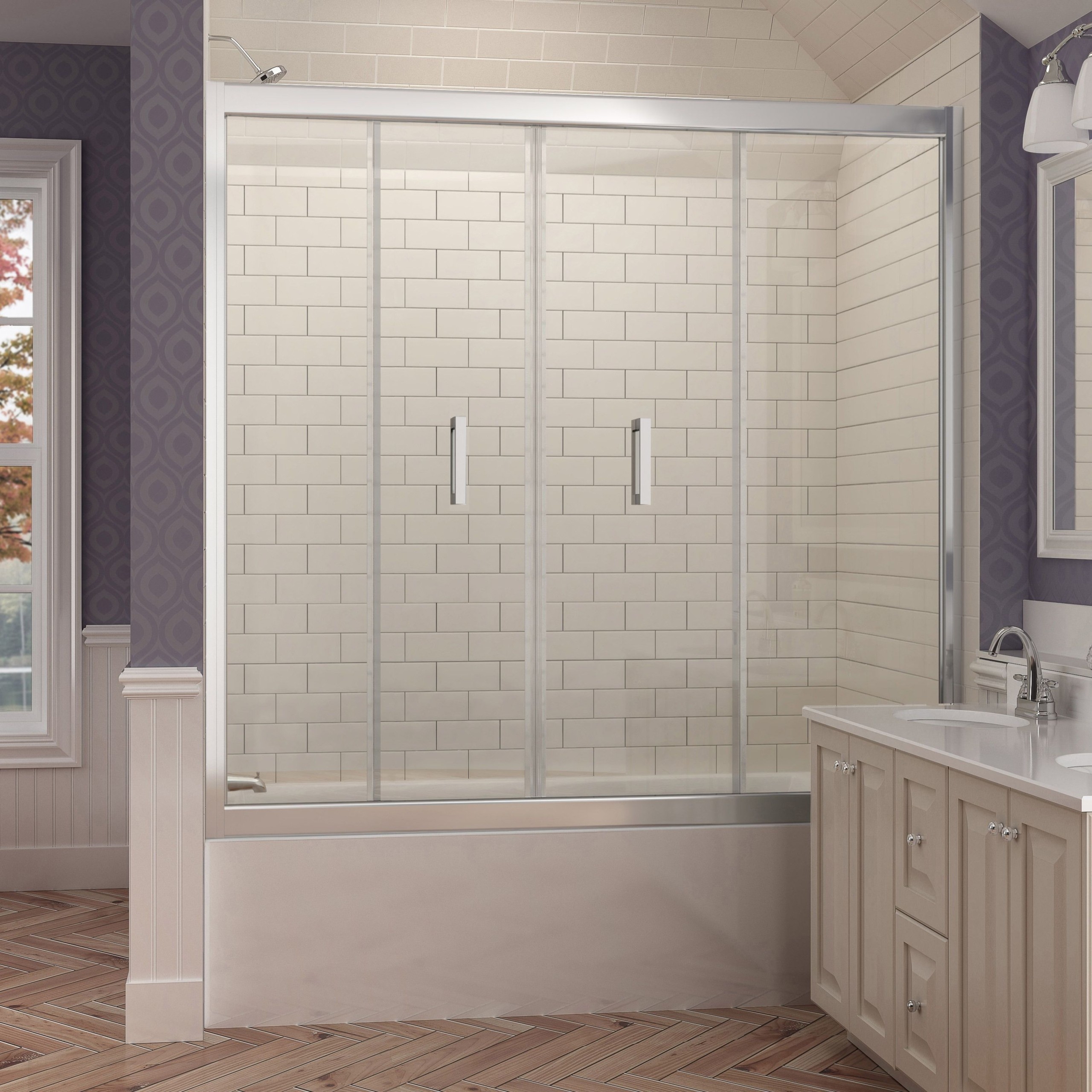 Butterfly 58" x 58.75" Pivot Bi-Fold Tub Door with Hardware