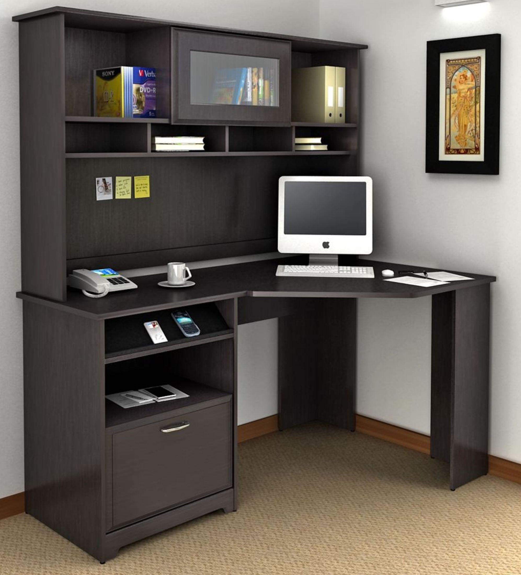 Cabot Corner Computer Desk with Hutch