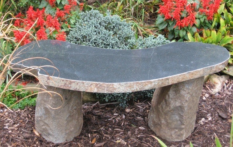 Curved Boulder Garden Bench