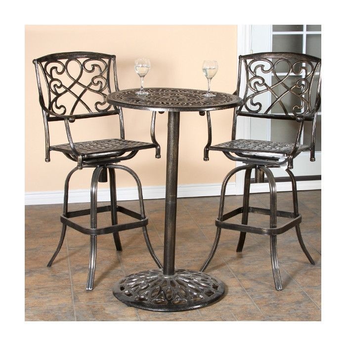 Hearst 3 Piece Bistro Bar Table Set