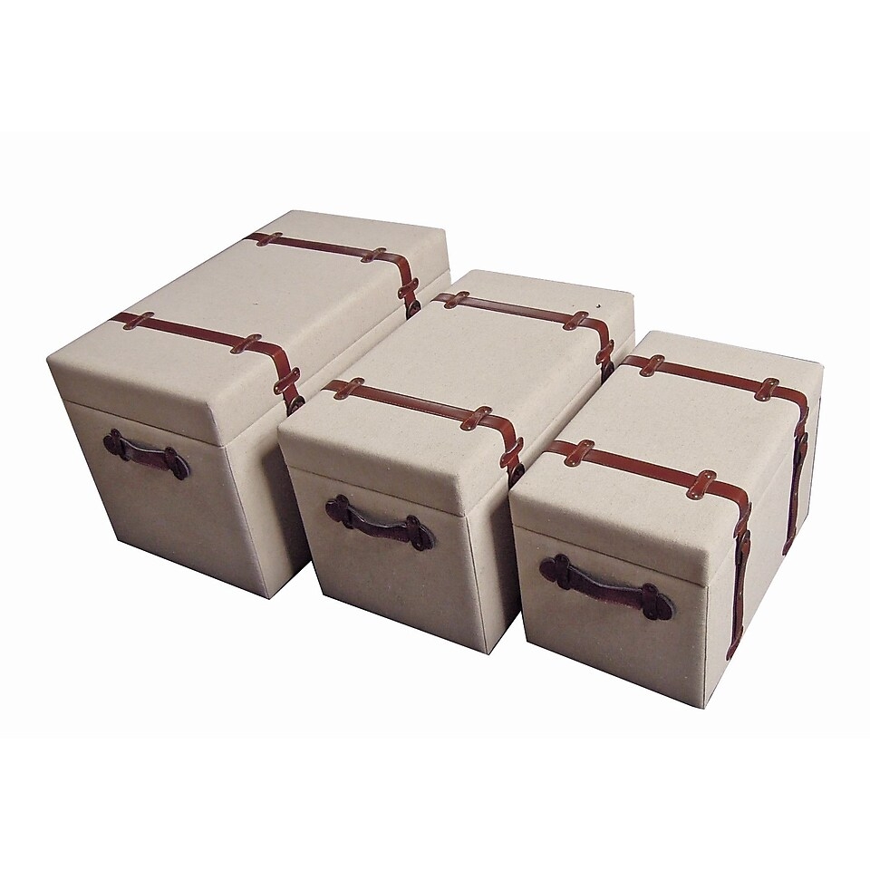 Vintage Antique Upholstered Trunk (Set of 3)