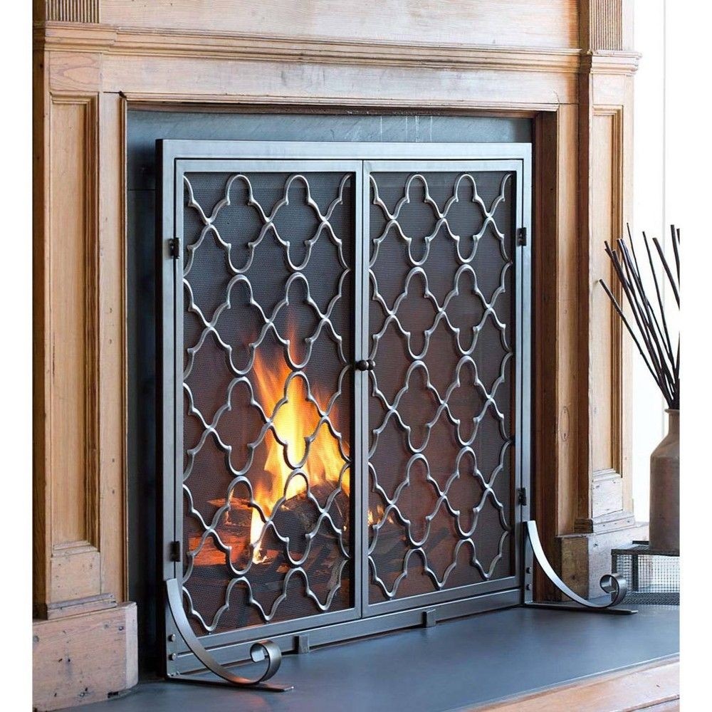 1 Panel Geometric Fireplace Screen