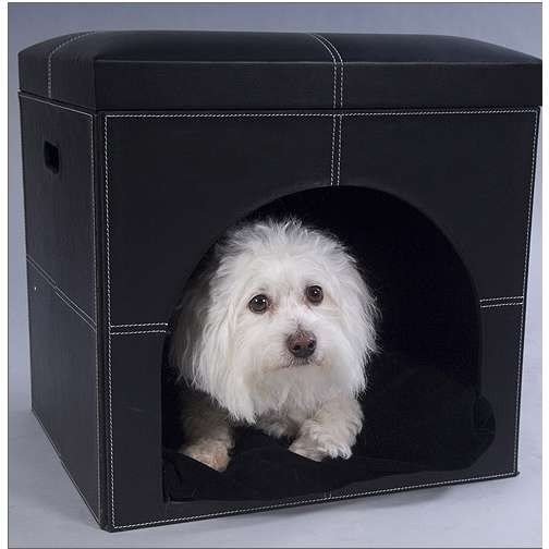 Faux leather ottoman pet house photo