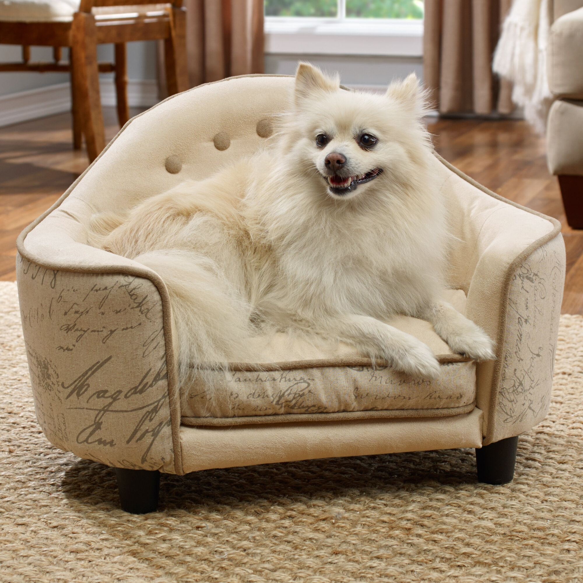 French Script Headboard Dog Bed