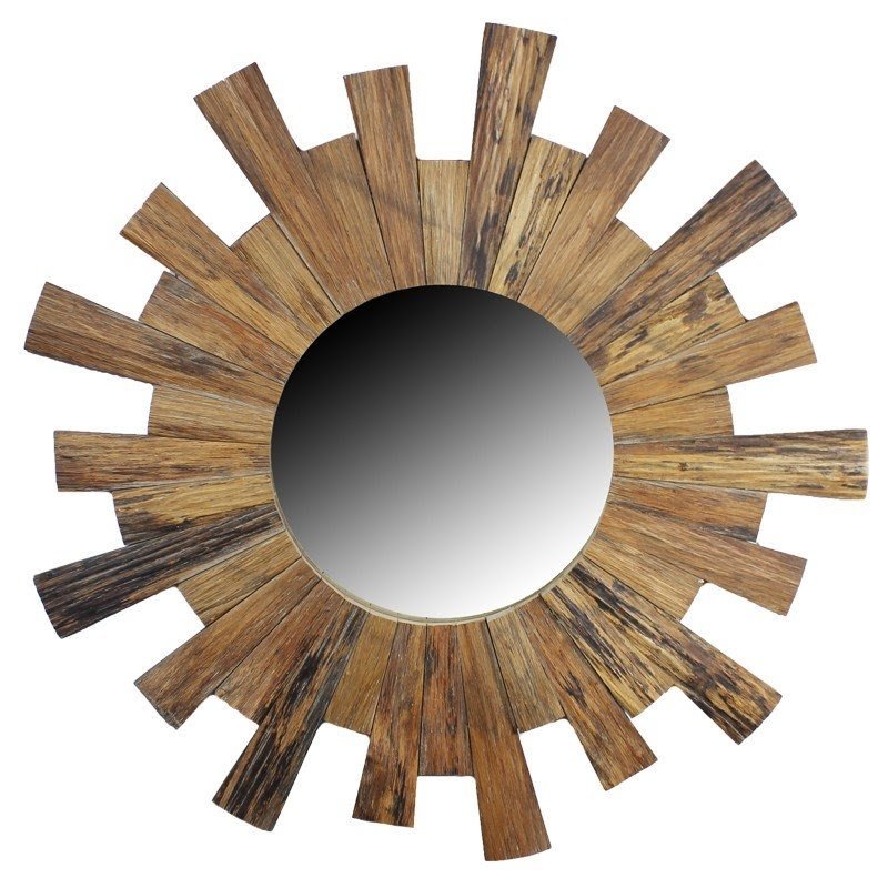 Round Wooden Mirror