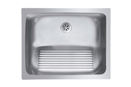 Single Basin Stainless Steel Laundry Sink with washboard