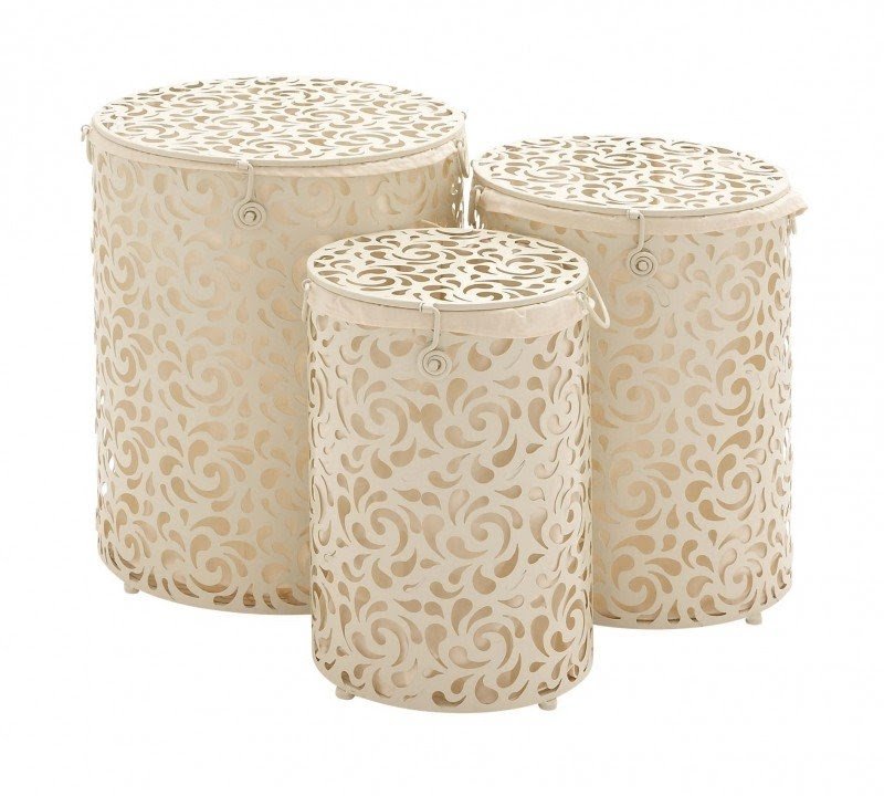 3 Piece The Brit Metal Round Hamper Set