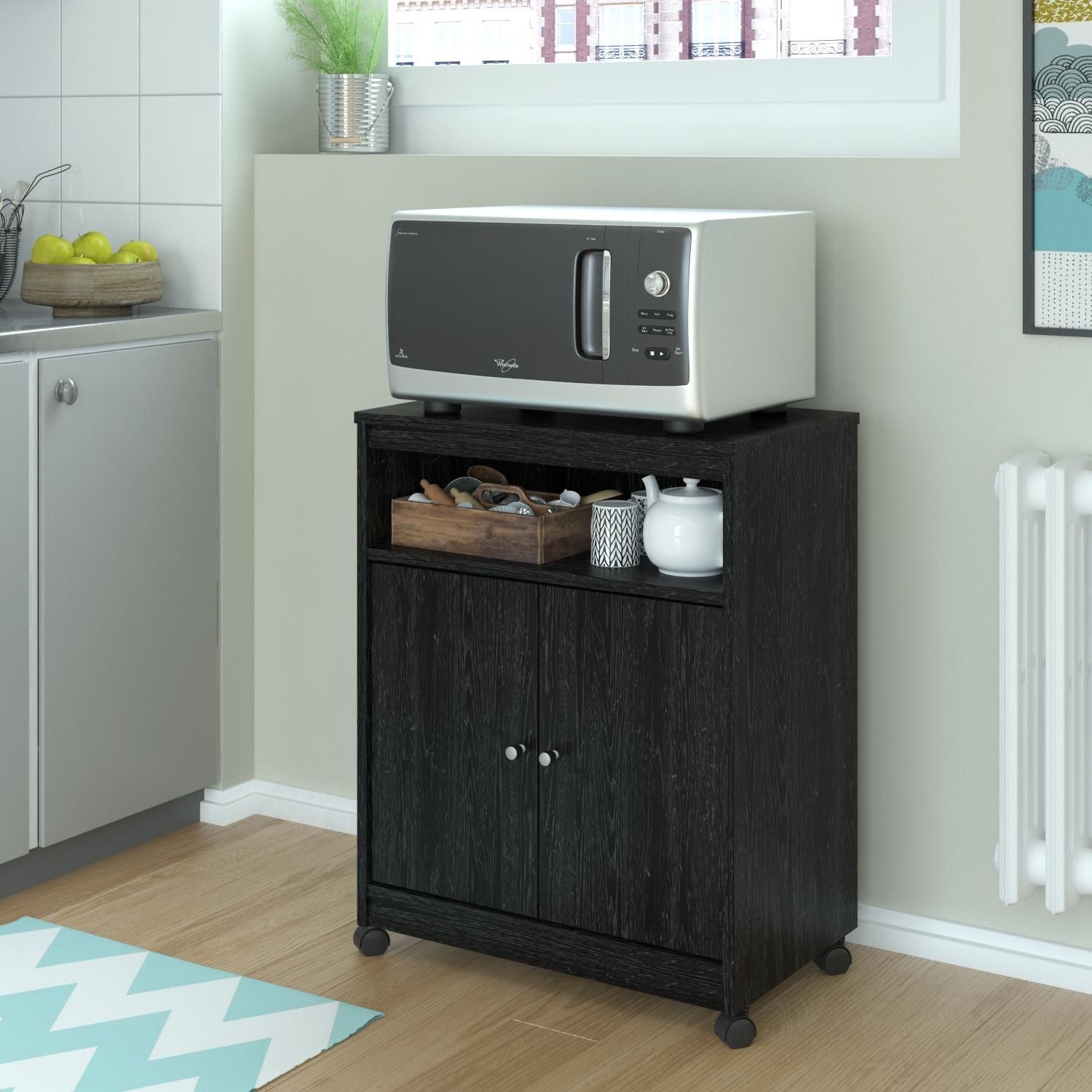 Altra Landry Microwave Cart, Black Ebony Ash