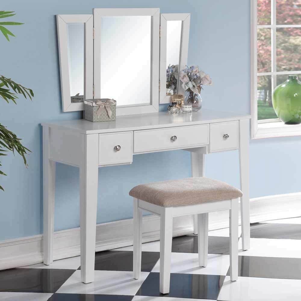 Bobkona Adar Vanity & Stool Set with Mirror