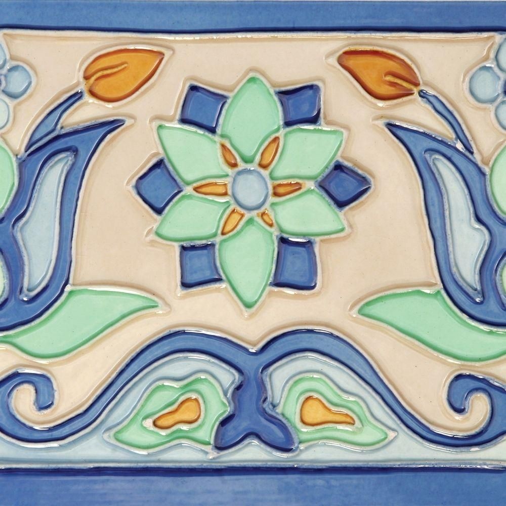 Mission 6" x 6" Hand-Painted Ceramic Decorative Tile in Tulips (Set of 10)