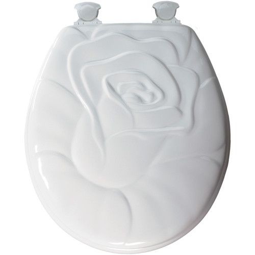 Molded Wood Rose Design Round Toilet Seat
