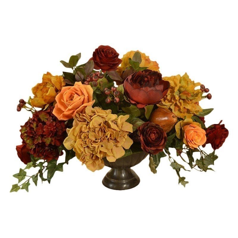 Silk Floral Centerpiece with Hydrangea, Rose, Peonies