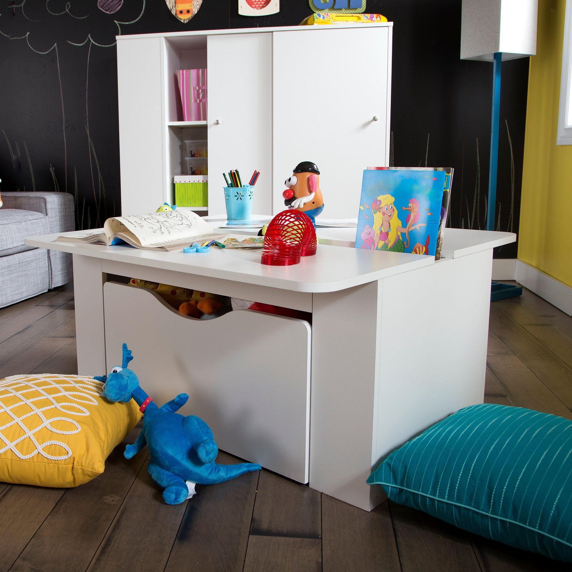 Storit Kids Activity Table with Toy Box on Wheels