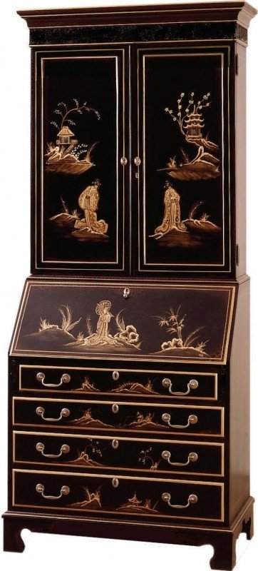 Traditions Painted Drawer Secretary with Laptop Pigeon Holes and Hutch