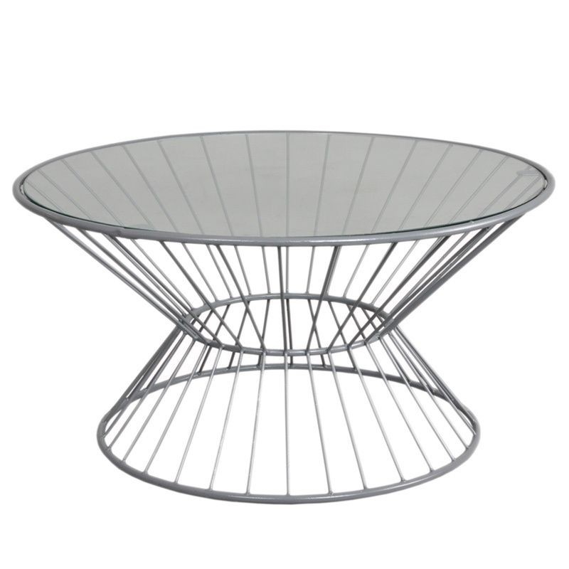 Wire Coffee Table with Glass Top
