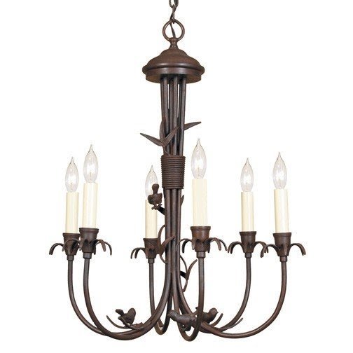 6 Light Bird Brass Chandelier