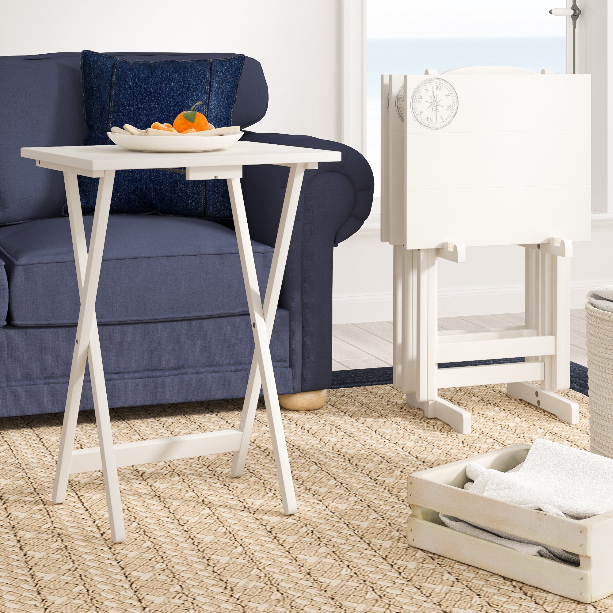 Ally 5 Piece TV Tray Table Set with Compass