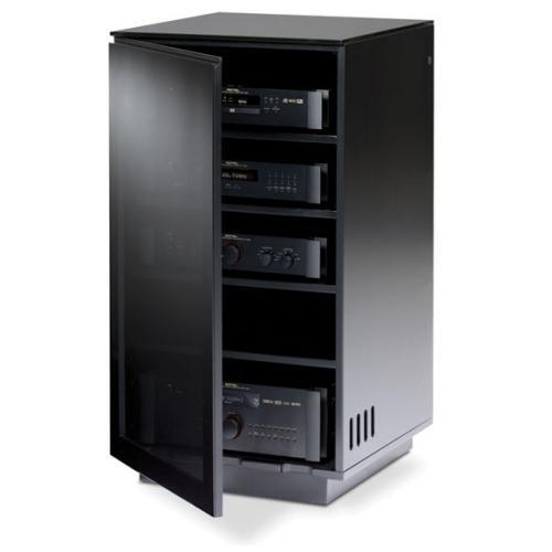 Black Audio/Video Cabinet with Tempered Glass