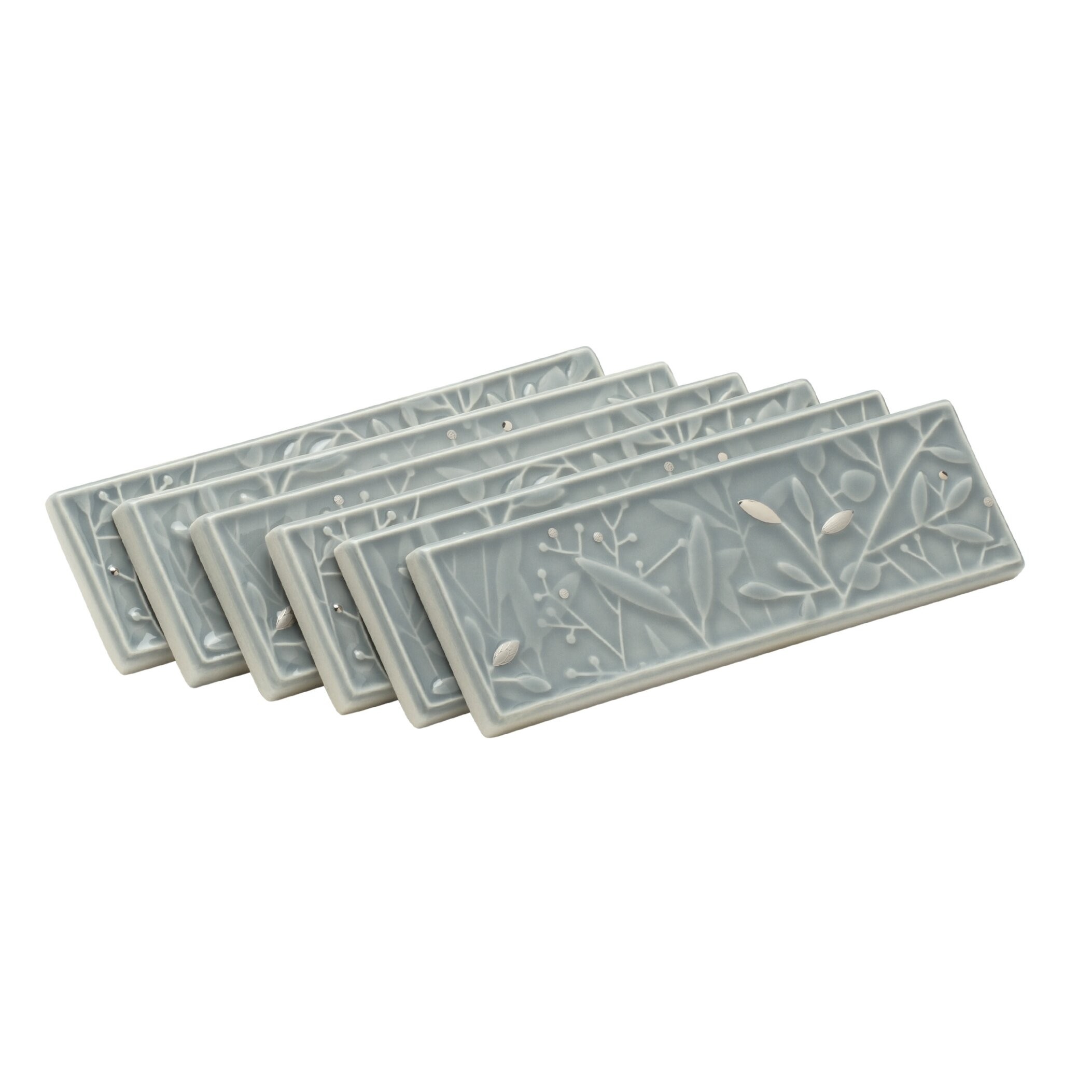 Blue Ceramic Glazed Tiles with Platinum Accents