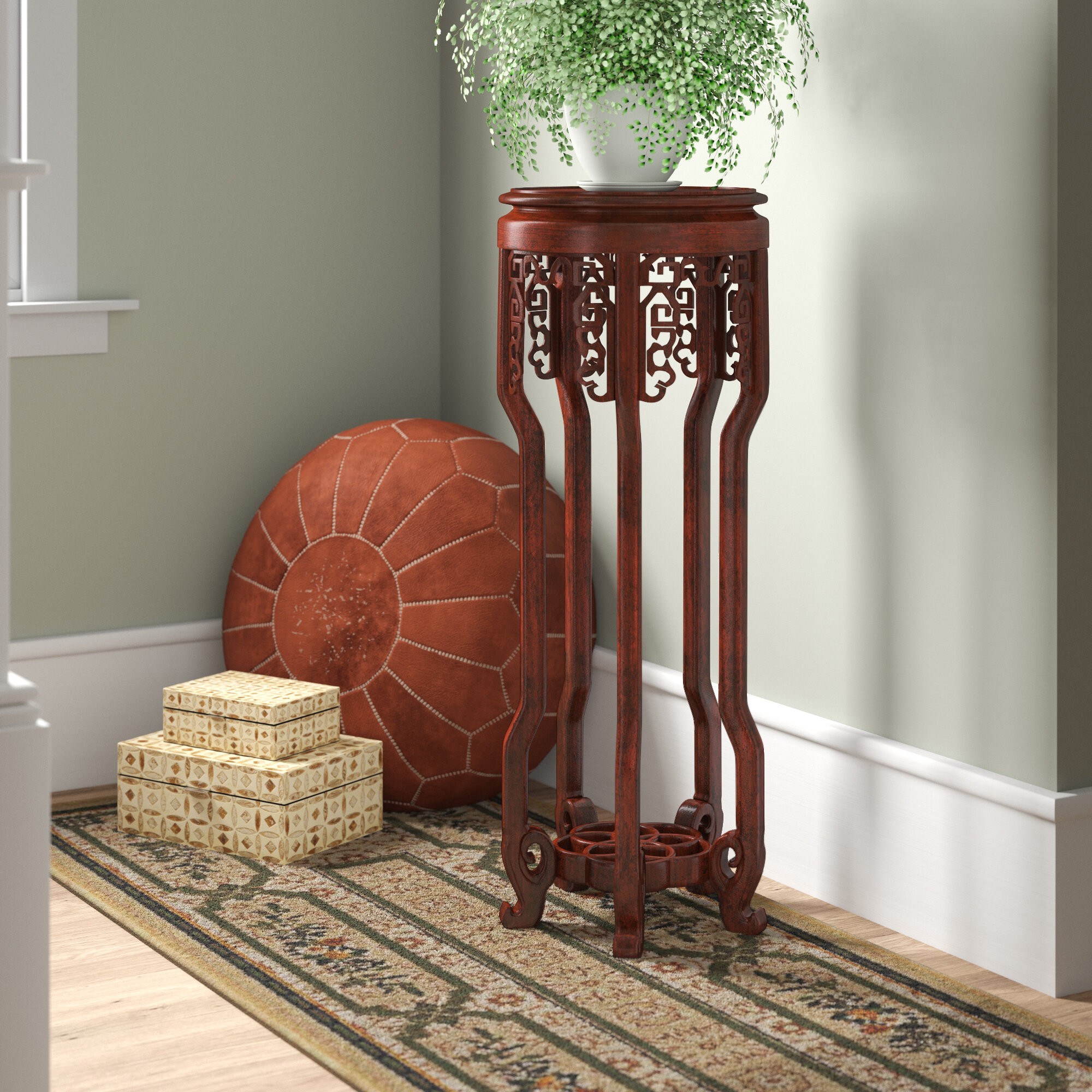 Solid Wood Mahogany Pedestal Plant Stand
