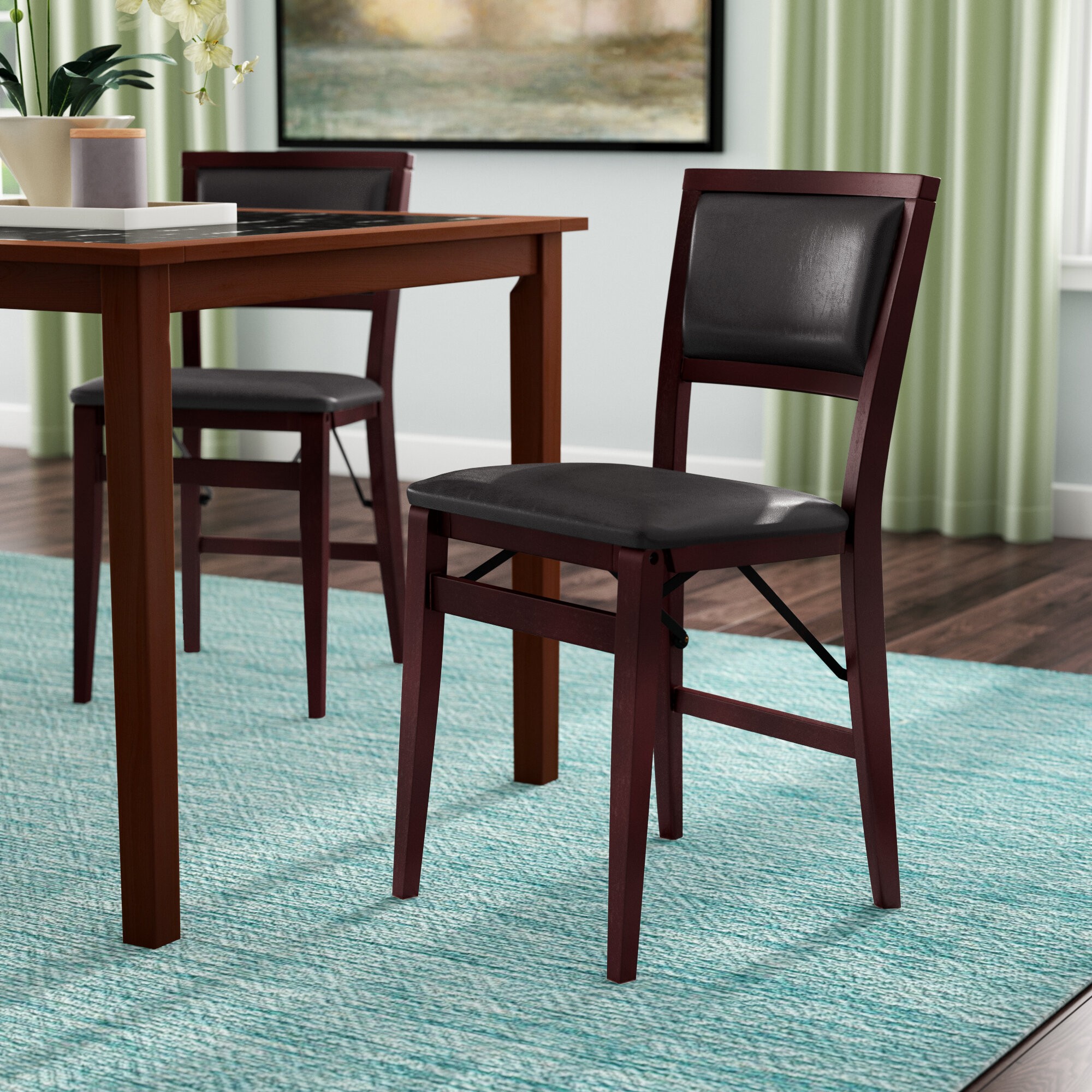 Busse Vinyl Padded Folding Chair (Set of 2)