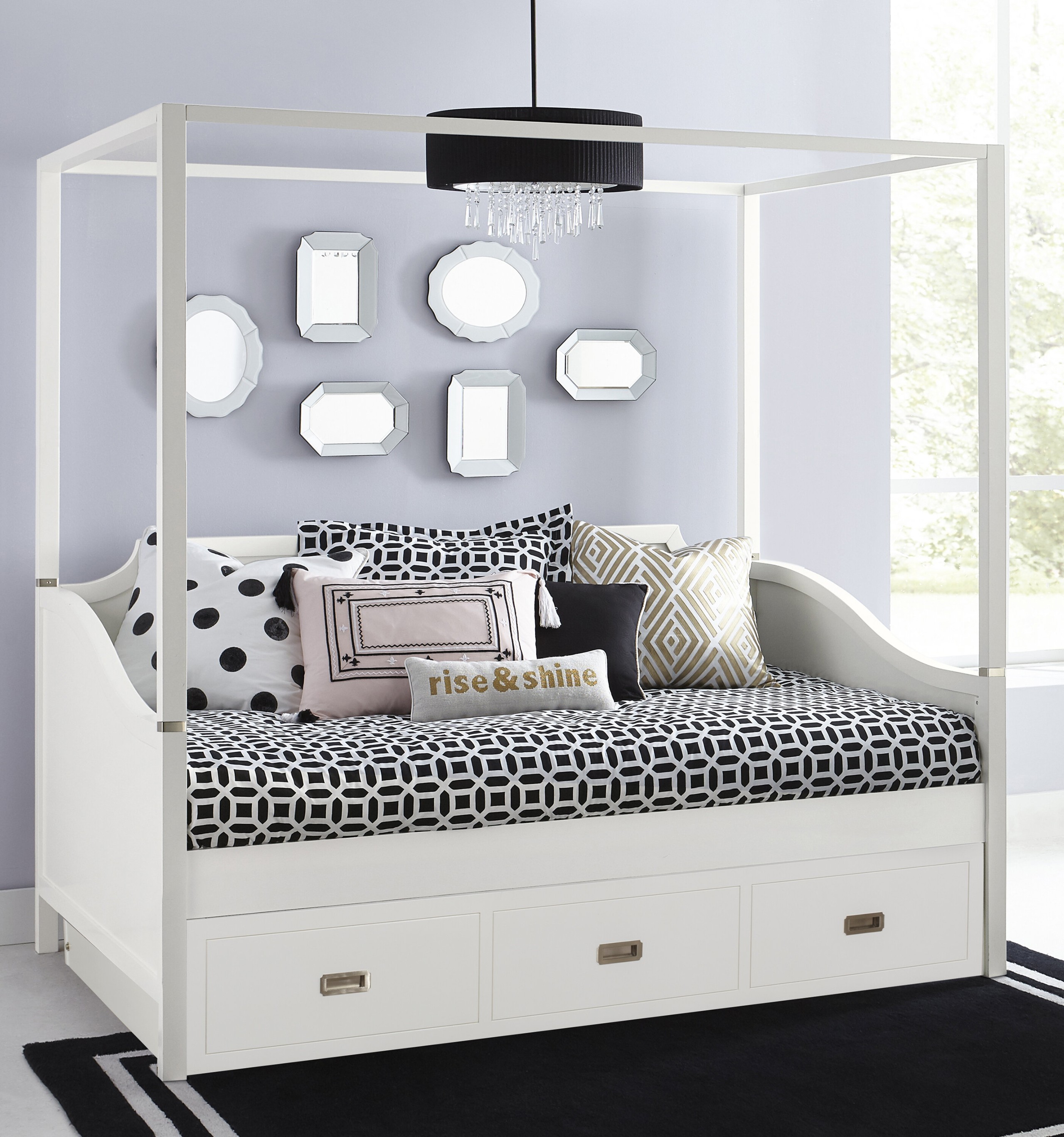Corner Post Daybed With Storage Unit And Canopy