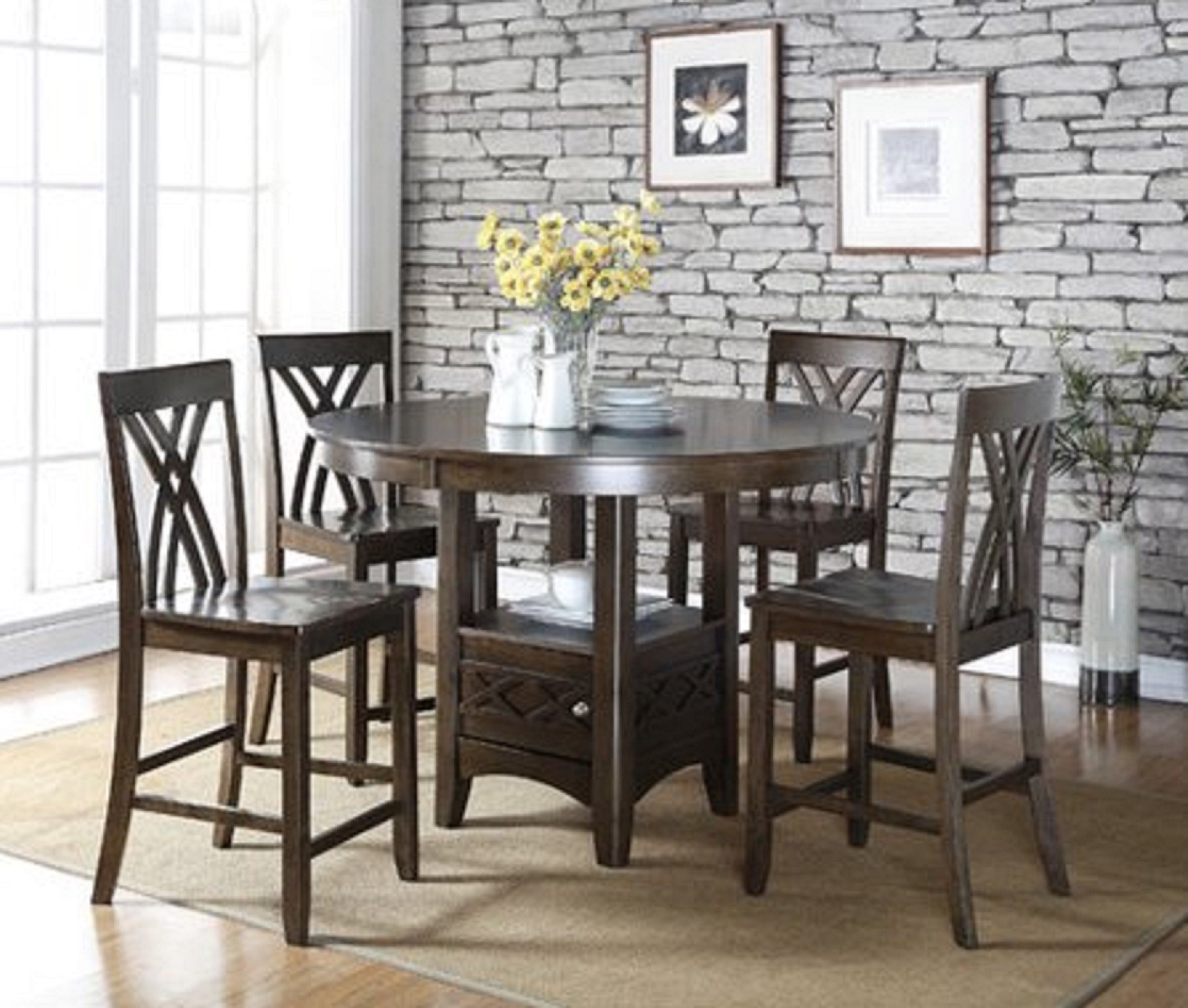 Dark Espresso 5-Piece Counter Height Dining Table Set