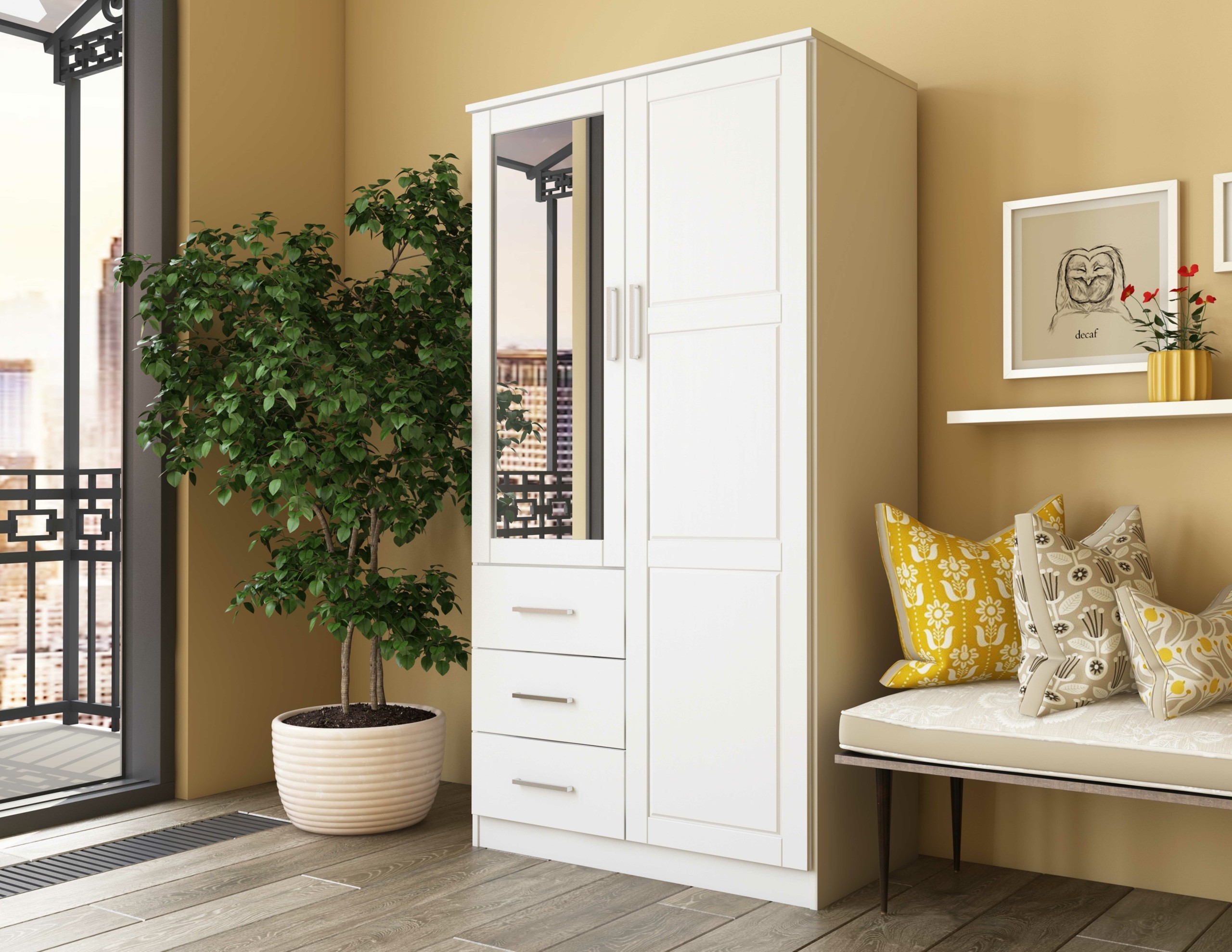 Derlyum Mirrored Wardrobe Armoire