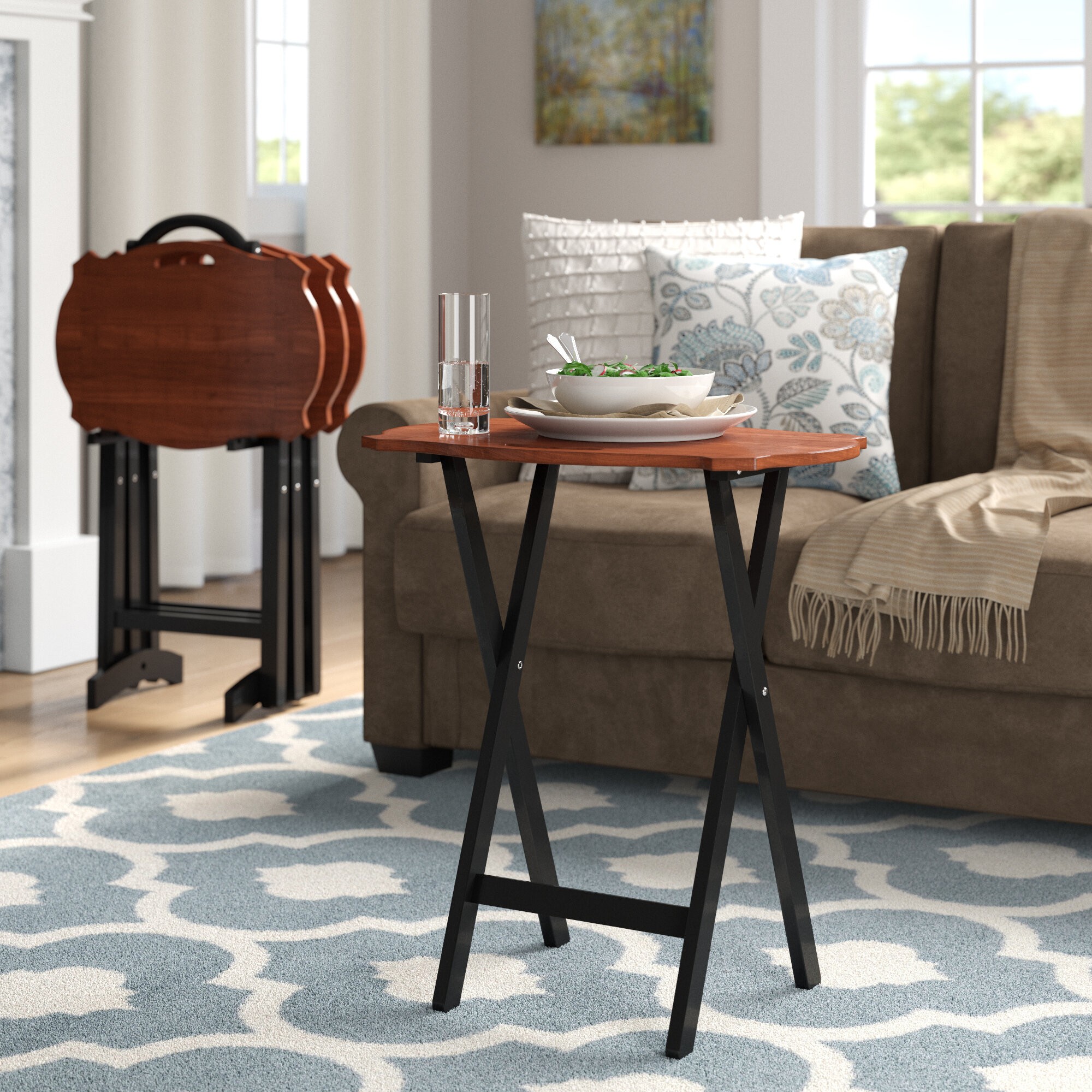 Elvin Serpentine 4 Piece Tray Table Set