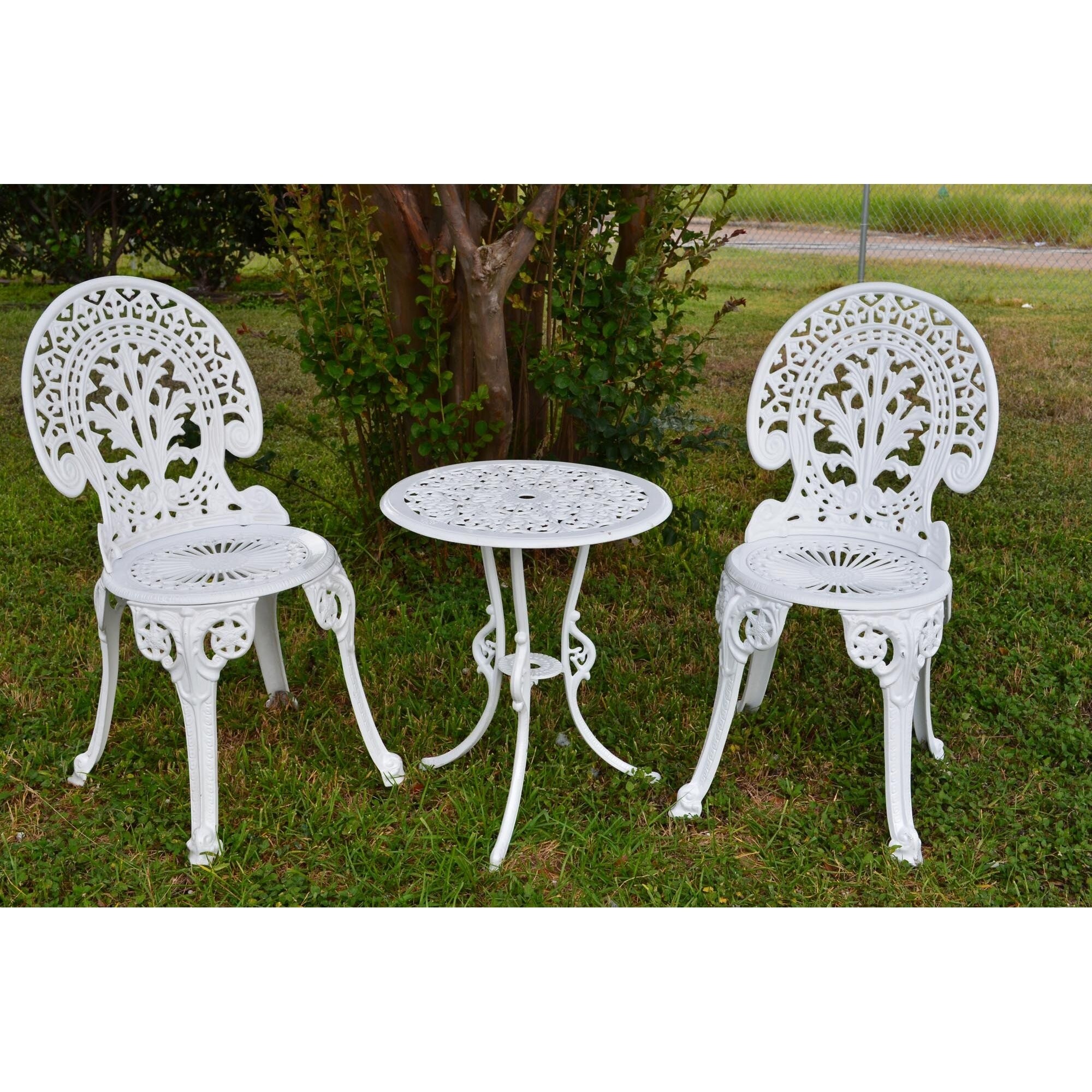 English White Cast Iron Garden Bistro Set