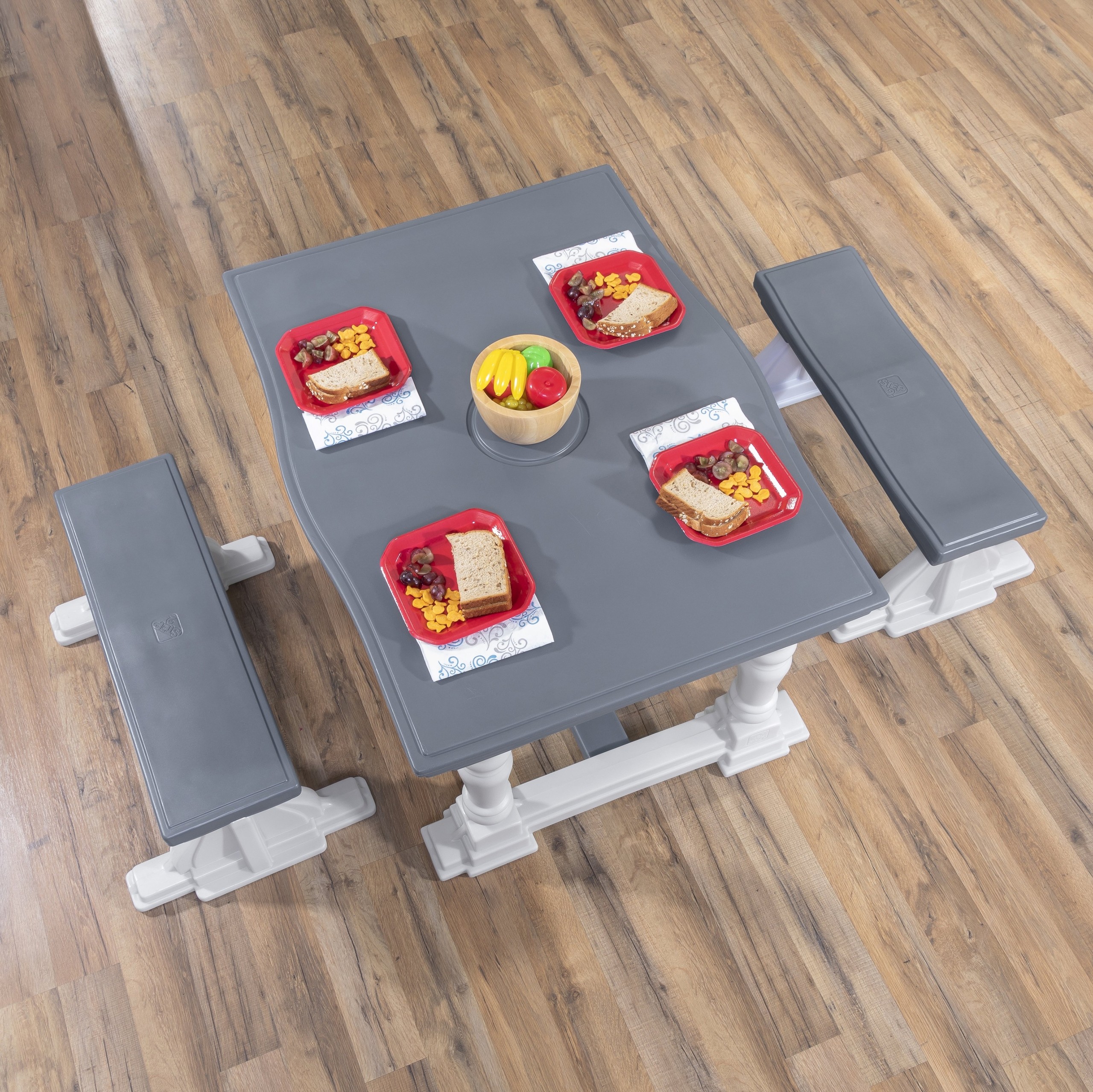 Farmhouse Kids Table and Chair Set, 3-Piece, Bench Set