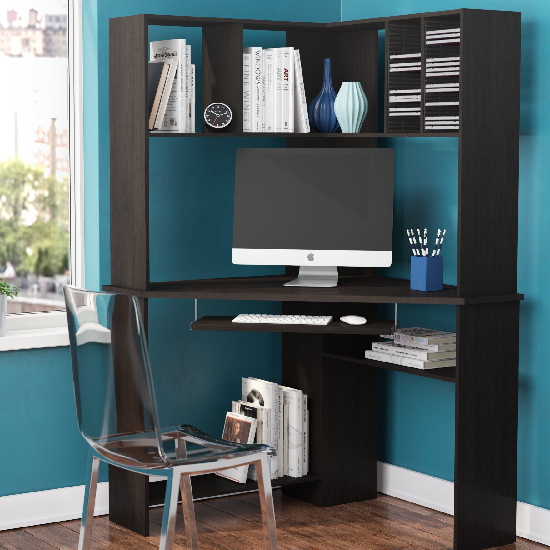 Friedman Corner Computer Desk with Hutch