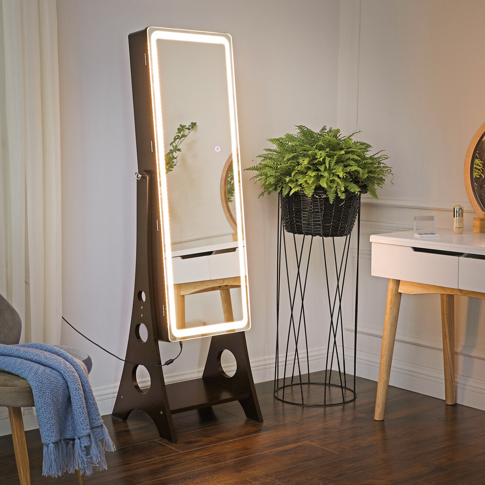 Glynell Free Standing Jewelry Armoire with Mirror