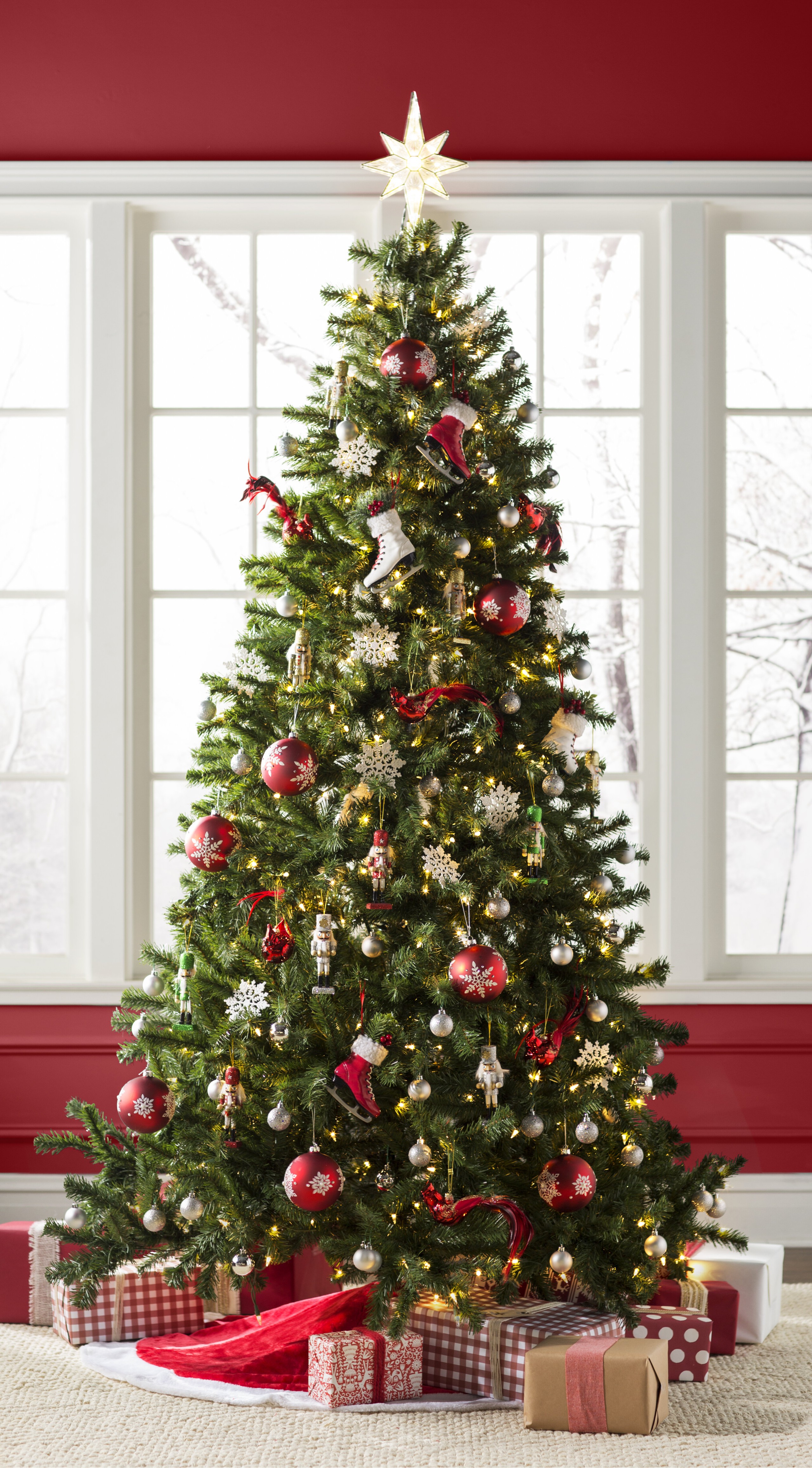 Green Spruce Artificial Christmas Tree with White Lights