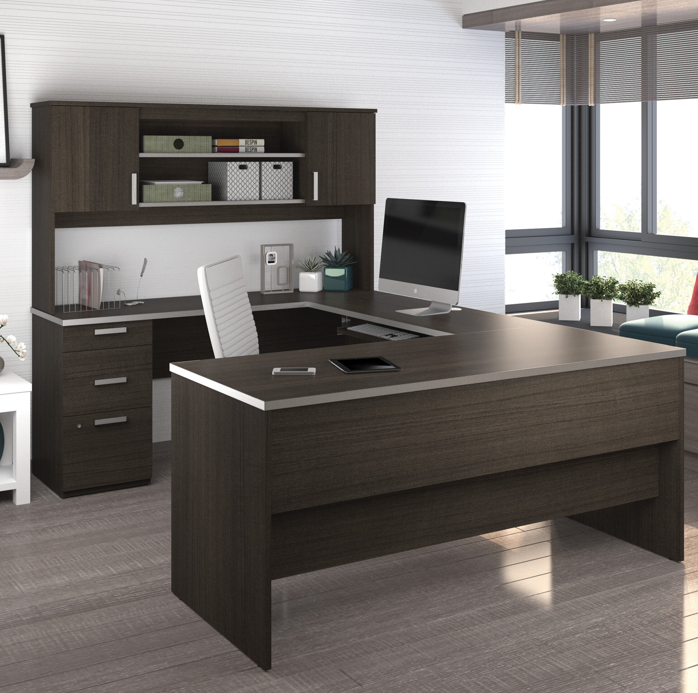 Holman Reversible U-Shape Executive Desk with Hutch