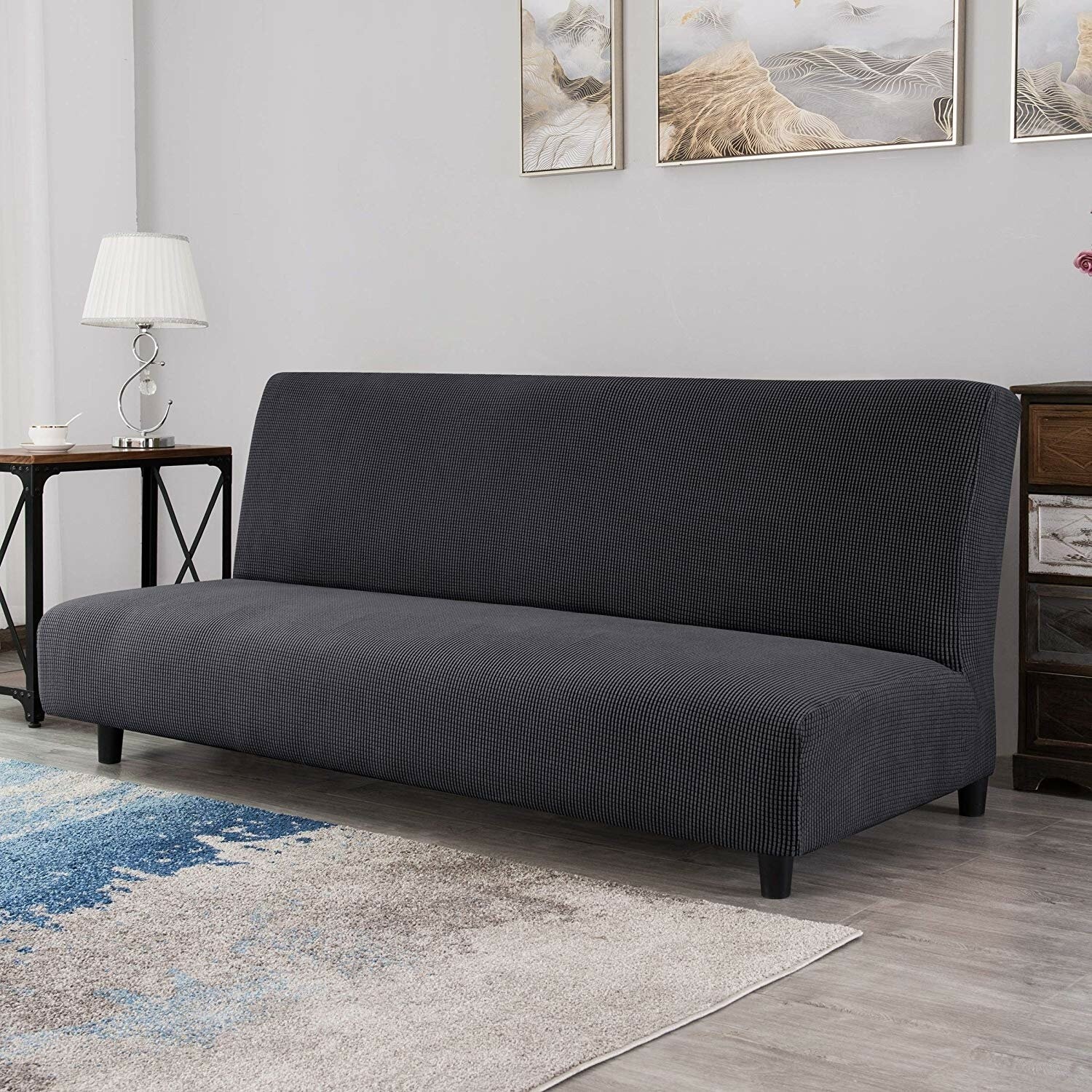 Ilsswe Elastic Armless Box Cushion Futon Slipcover