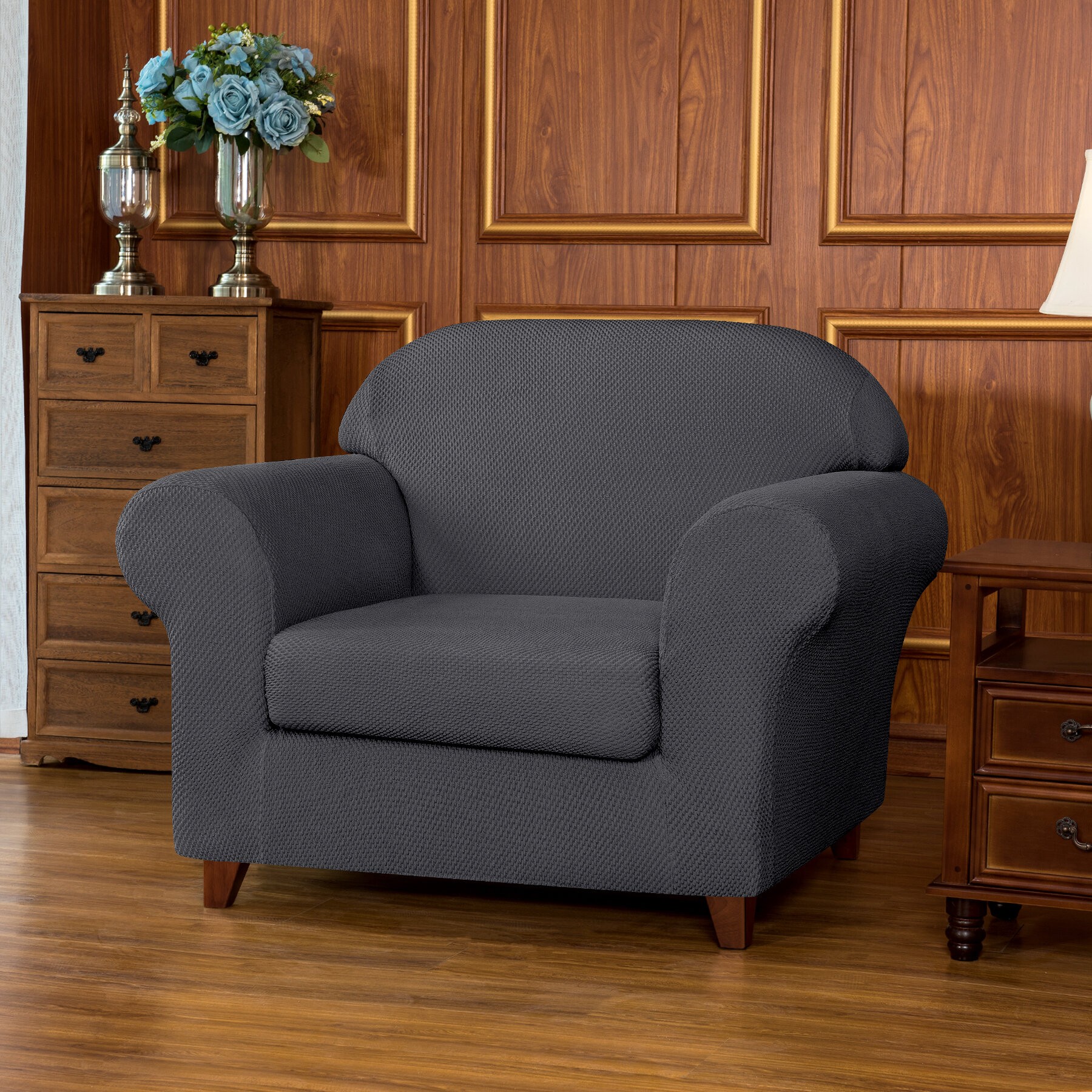 Jacquard Spandex Stretch Box Cushion Armchair Slipcover