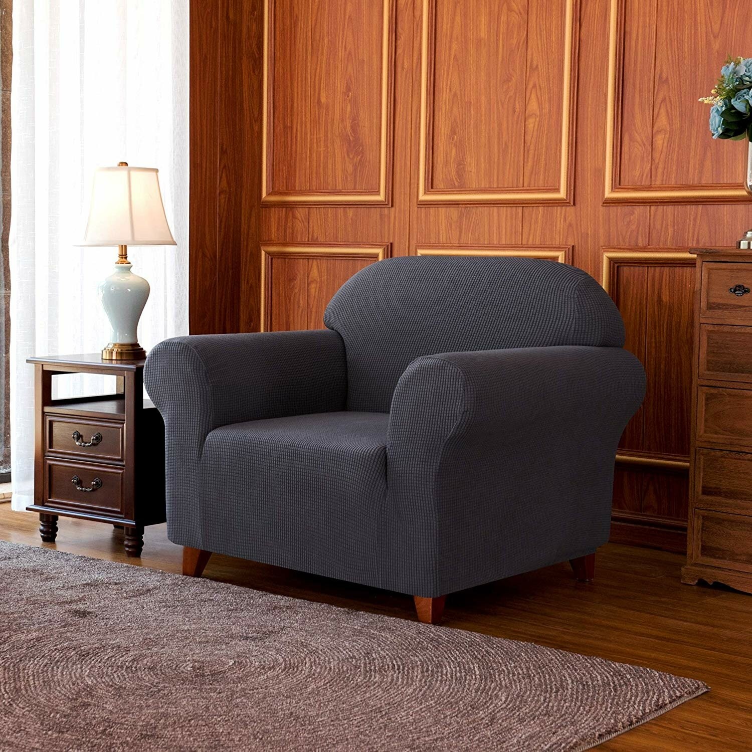 Jacquard Spandex Stretch Box Cushion Armchair Slipcover